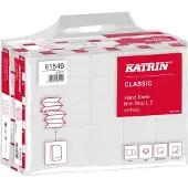 Katrin Vouwhanddoeken Non Stop L Wide 61549, 2-laags, W-vouw, scheurvast, met reliëf, papier, wit, 25 pakken van 120 vel elk