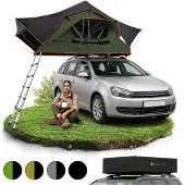 Juskys Daktent met Ladder - 2-personen - Incl. Matras - 218 x 123 x 113 cm - Zwart / Olijfgroen