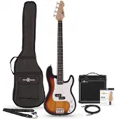 Gear4Music LA Bass Guitar Sunburst 15W Bass Amp Pack