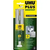 UHU PLUS snelvast 2-componentenlijm, 25 g, op basis van epoxyhars, met tweekamerspuit