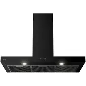 Etna AB290ZT - Blokmodel Schouwkap (90cm) - Zwart - Energielabel A - 3 Afzuigstanden - 2 LED spots - Afvoer naar buiten of recirculatie - Druktoetsen