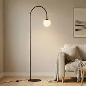 Domiluce Booglamp - vloerlamp Nova, zwart, Woon-/ Eetkamer, metaal, Modern, booglamp