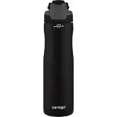 CONTIGO Autoseal Chill drinkfles, grote BPA-vrije roestvrijstalen waterfles, thermosfles lekvrij, houdt dranken tot 24 uur koel; voor sport, fietsen, joggen, wandelen, 720 ml | Matte Black
