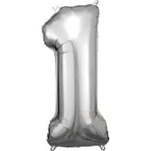 Amscan Folieballon Cijfer 1 Junior 33 X 86 Cm Zilver