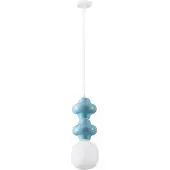 Lyora Hanglamp Clio M blauw keremiek met wit glas