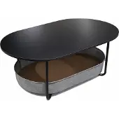 Relaxdays Ovaal salontafel met opbergruimte, antraciet-zwart