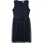 s.Oliver korte jurk met stippen donkerblauw Meisjes Polyester Ronde hals - maat 158