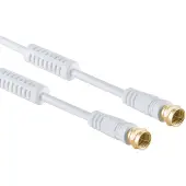 S-Impuls F (m) - F (m) coaxkabel | >100 dB + ferriet | CCS | verguld | recht | wit | 5 meter