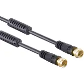 S-Impuls F (m) - F (m) coaxkabel | >100 dB + ferriet | CCS | verguld | recht | zwart | 5 meter