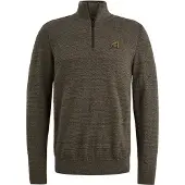 PME Legend Trui 'Pullover with half zipper' olijfgroen