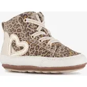 Groot leren babyschoenen met panterprint beige bruin maat 18