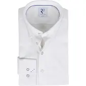 R2 amsterdam overhemd wit effen semi-wide collar