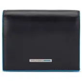 Piquadro Blauwe Vierkante Portemonnee Leer 11 cm blauw
