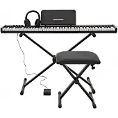 Gear4Music VISIONKEY-100 Digital Keyboard Piano with Bluetooth Stand Pack