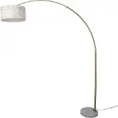 QAZQA Messing Vloerlamp met Wit en Beige Gestreepte Kap 50cm - XXL