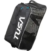 Tusa Mesh Roller Bag – Reistas op wielen van mesh voor het transport van complete duikuitrusting, met vakken en schouderband – Zwart/Zwart – BA0301 – 92L