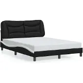 vidaXL Bedframe zonder matras "Hvar", zwart en wit, 120x200 cm, kunstleer