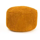 Lumaland zitzak poef van corduroy | Compacte 50L gaming poef met 3-in-1-functie: comfortabele kruk, handig tafeltje en stijlvolle voetenbank voor binnenshuis | Ø 25 x 45 cm - Mosterdgeel