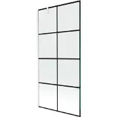 Mexen Next 1-delige badwand 90 x 150 , zwart raster, wit - 895-090-000-00-77-20