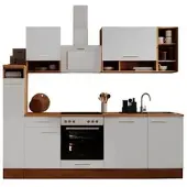 Respekta Goedkope keuken 250 cm - complete keuken met apparatuur Hilde - Wild eiken/Wit - keramische kookplaat - vaatwasser - afzuigkap - oven - spoelbak