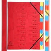 Exacompta 8x Sorteermap met vaste rug en elastosluiting - 24 indelingen - Rood - 54245E