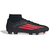 Adidas F50 League Mid Gras / Kunstgras Voetbalschoenen (MG) Zwart Rood Donkergrijs