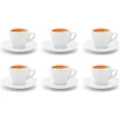 Markenlos dikwandige espressokopjes , wit van porselein - 6 stuks