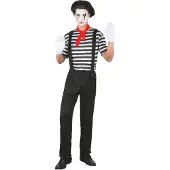 Vegaoo - Zwarte en witte klassieke mime outfit voor mannen