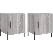 vidaXL Nachtkastjes 2 st 40x40x50 cm bewerkt hout grijs sonoma eiken