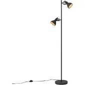QAZQA Industriële vloerlamp zwart 2-lichts - Jakub