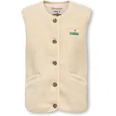 ONLY KIDS GIRL teddy gilet ecru Effen - maat 140 | Gilet van