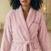 Yoursurprise Dames badstof badjas - met je naam - Roze L/XL