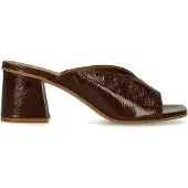 Manfield Donkerbruine lakleren sandalen met hak | Maat 38