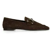 Manfield Bruine leren loafers met gouden chain | Maat 41