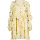 Apricot Jurk pasteelgeel / jade groen / koraal / wolwit
