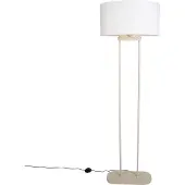 QAZQA Vloerlamp beige met linnen witte kap ovaal 50cm - Thijmen