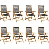 vidaXL Tuinstoelen 8 st verstelbaar massief acaciahout zwart