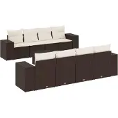 vidaXL 9-delige Loungeset met kussens poly rattan bruin