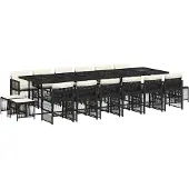 vidaXL 17-delige Tuinset met kussens poly rattan zwart