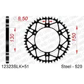 Afam Couronne 51 dents acier anti-boue pas 520 type 12323SLK