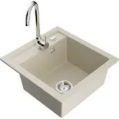 Mexen Vito granieten spoelbak 1-komers met Telma keukenkraan, beige - 6503-69-670200-00