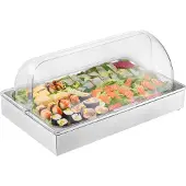 Vevor Aanrecht Voedsel Serveer Display Container 1 x 1 Pan Roestvrij Staal Voedsel Dienblad Buffet Kruiderij Dispenser Display Rack met Doorzicht