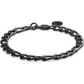 Lucleon Essentials | 8 mm Gunmetal Zwarte Armband met Figaro Schakels