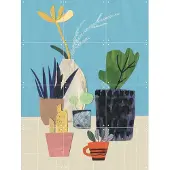 IXXI Plants, Signorinah - 60 x 80 cm - Gratis ophangtool - Grote wanddecoratie en posters - Gemengde Technieken, Speels, Kleurrijk, Illustraties