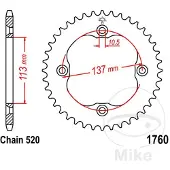 ItalyRacing 520 Jtr1760.40 Steel Achtertandwiel