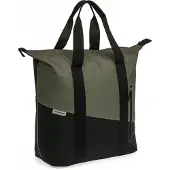 New Looxs Oslo Kota - Enkele Fietstas voor Dames - Shopper met Rits - Pakaftas Enkel - Afneembare Boodschappentas - 100% Gerecycled Polyester - Stevig Tas met Haken - 24 Liter - Black-Green