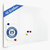 Master of Boards Glasbord - Magnetisch & Beschrijfbaar - Wandbord - Schrijfbord - Prikbord - Memobord voor Keuken - Wit - 45 x 60 cm
