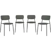Sweeek - Set van 4 stapelbare tuinstoelen van staal en kunststof - liva