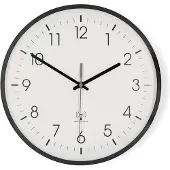 Nedis , wandklok met radio, 30 cm, stille automatische synchronisatie, wit/zwart