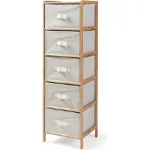 En.casa Ladekast Maldon met stoffen lades 122x37x35 cm naturel en beige []